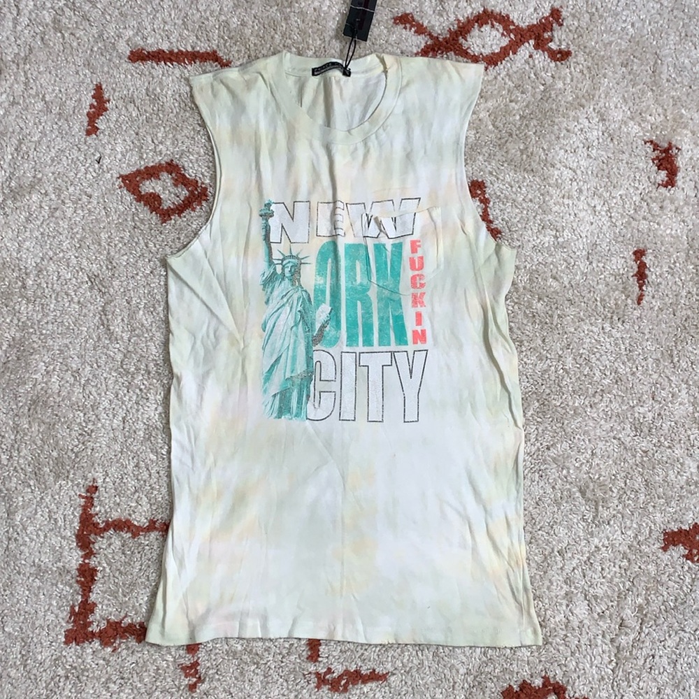 NWT- Prince Peter Co. - NY F*in City w/ Pocket- Distressed- Sleeveless- Sz XL